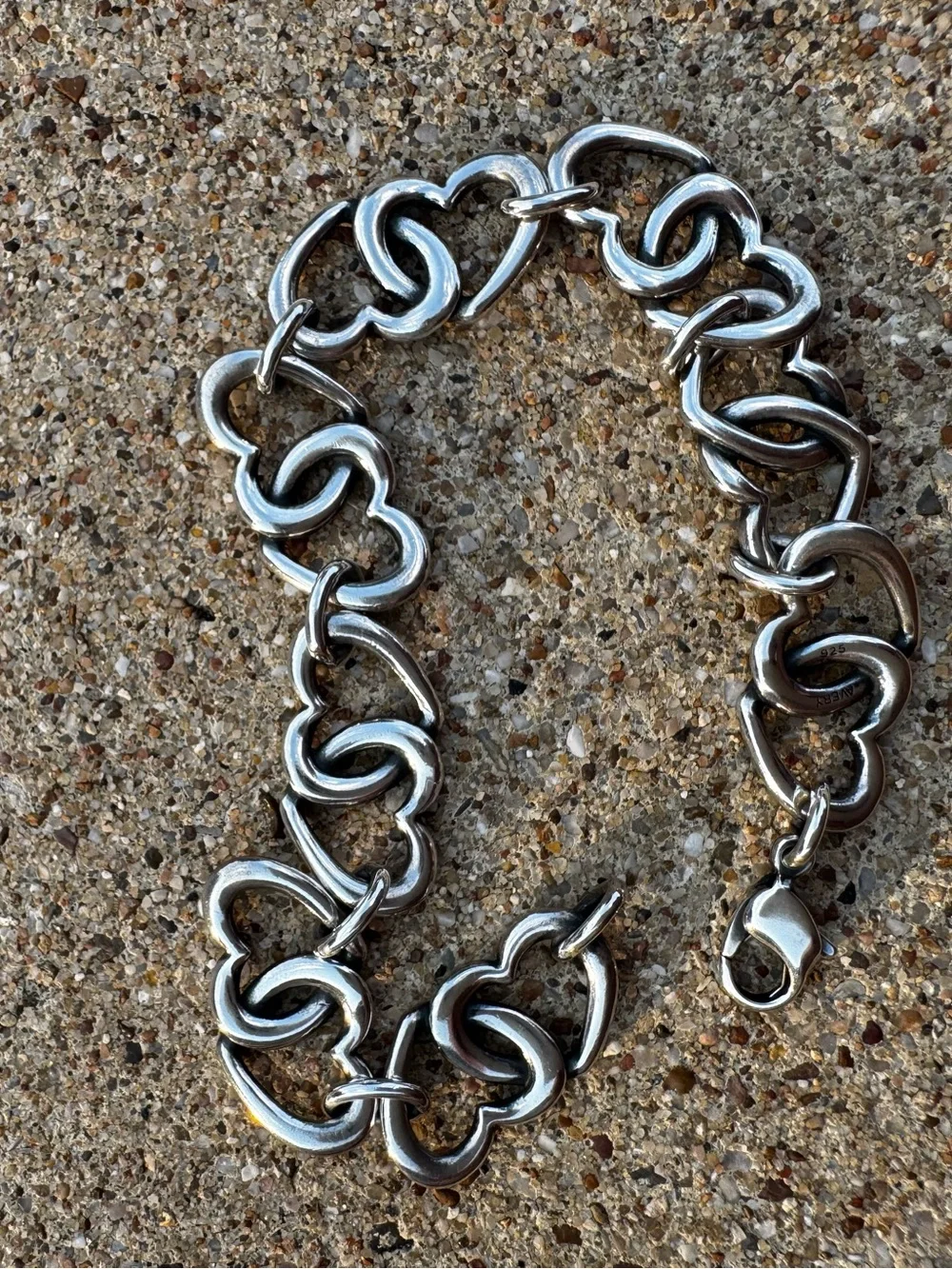 Retired Authentic James Avery Double Heart Link Bracelet 8” Length